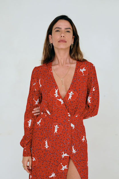 Frida Wrap Dress - Cupid